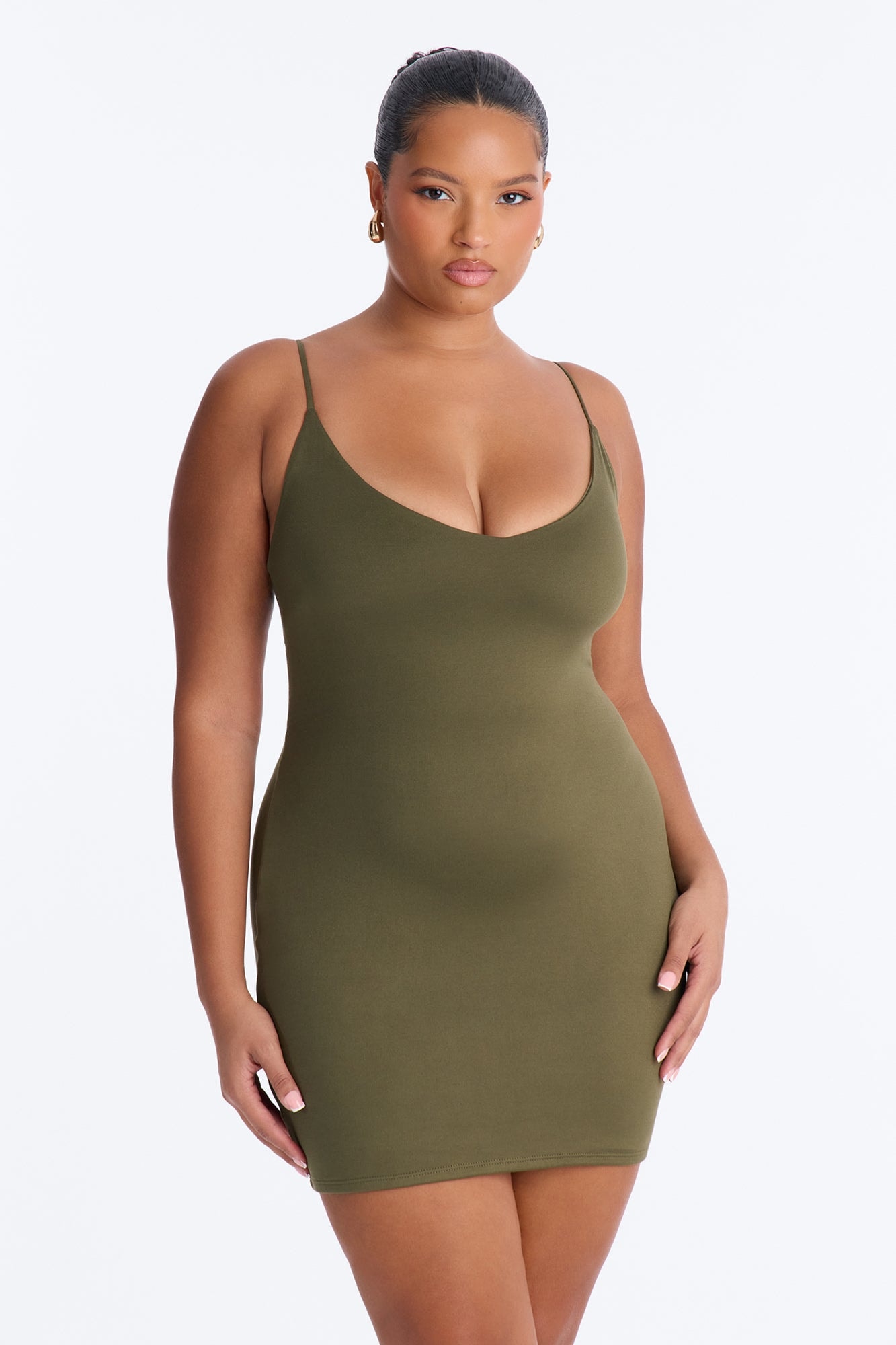 Dali Double Lined Micro Mini Dress - Olive image 1