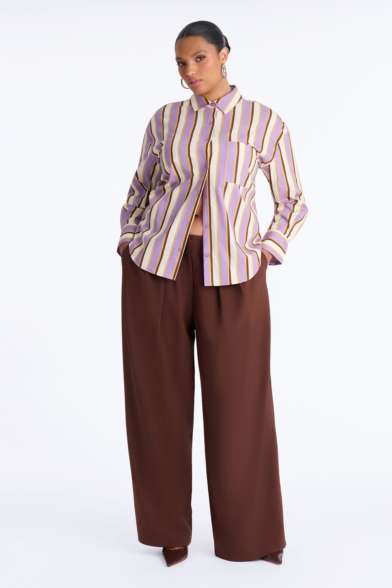 I'm The Main Topic Striped Shirt - Purple/combo image 1