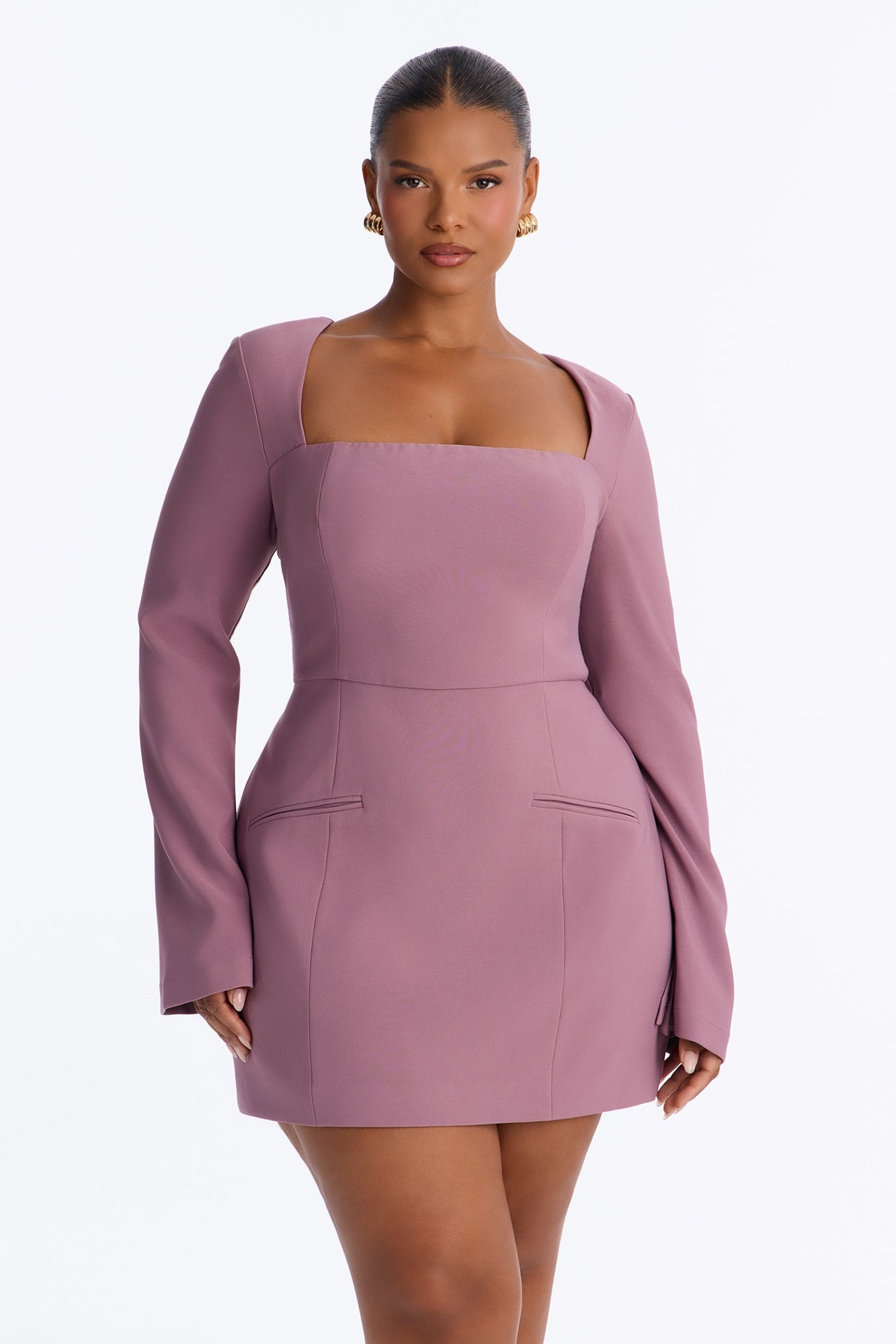 Blaire Square Neck Mini Dress - Mauve image 1