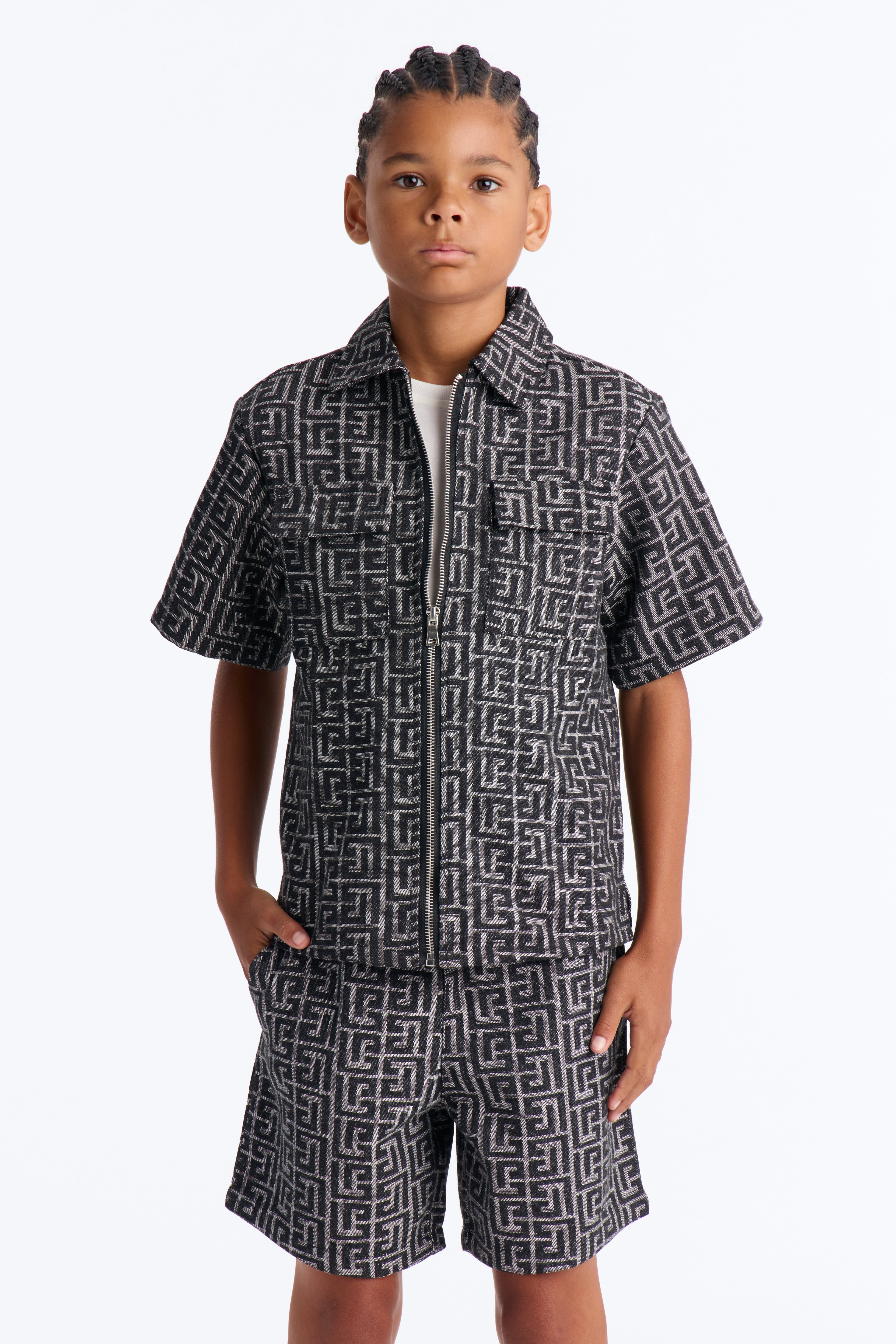 Mini Fallon Jacquard Zip Shirt II - Charcoal image 1