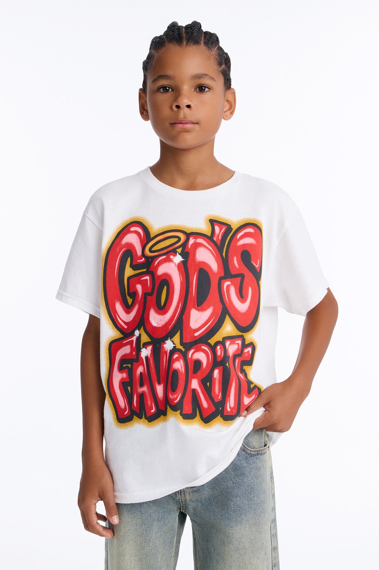 Mini God's Favorite Oversized Short Sleeve Tee - White image 1