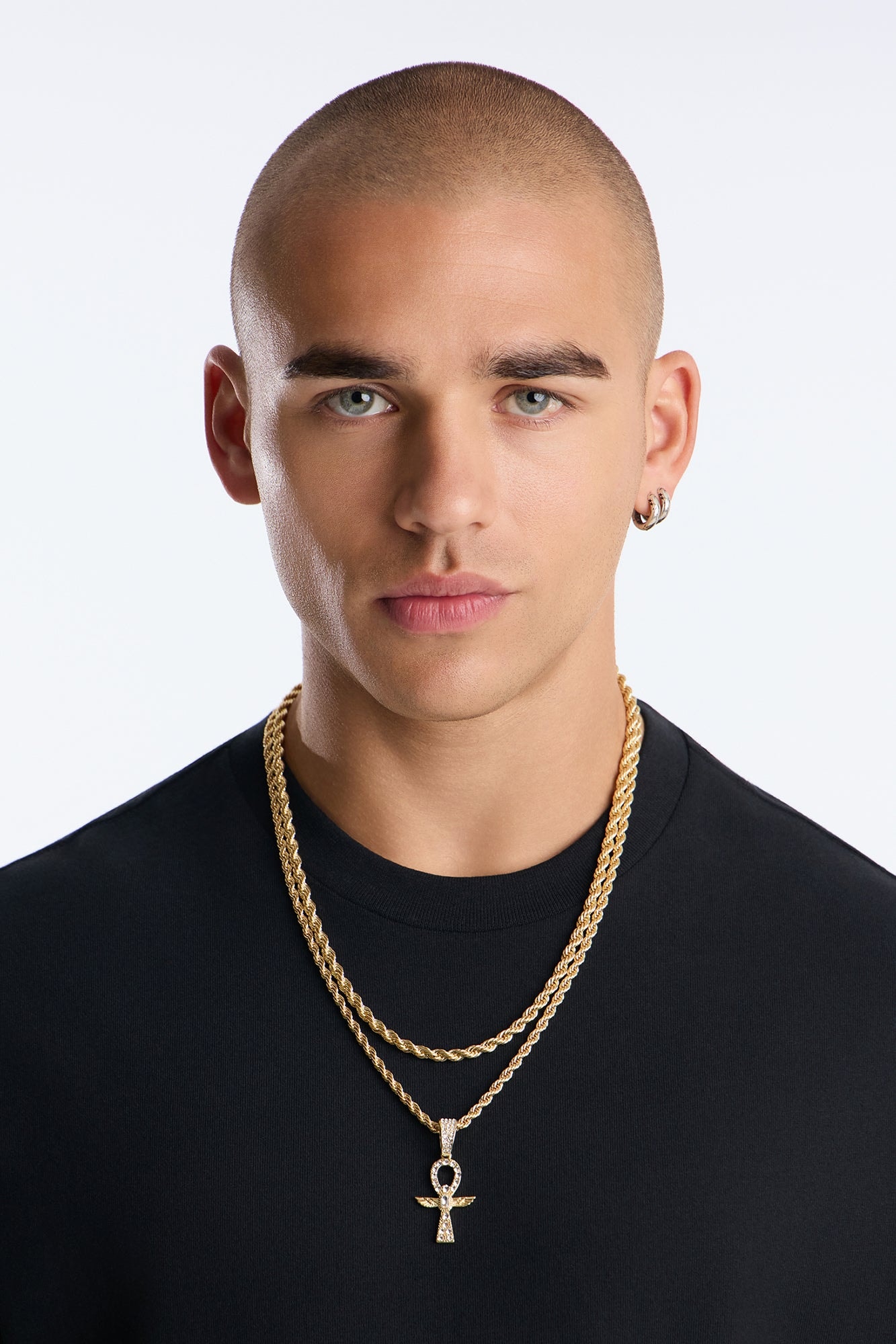 Ankh Rope Chain Necklace Set - Gold image 1