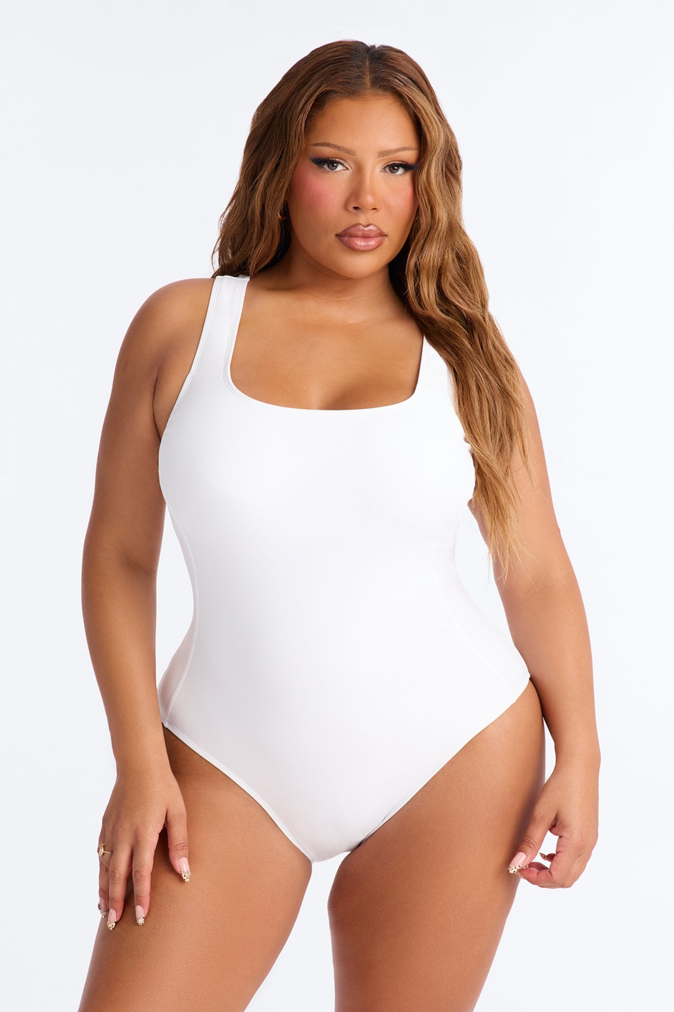 Favorite Summer Racerback 1 Piece Swimsuit - White image 1