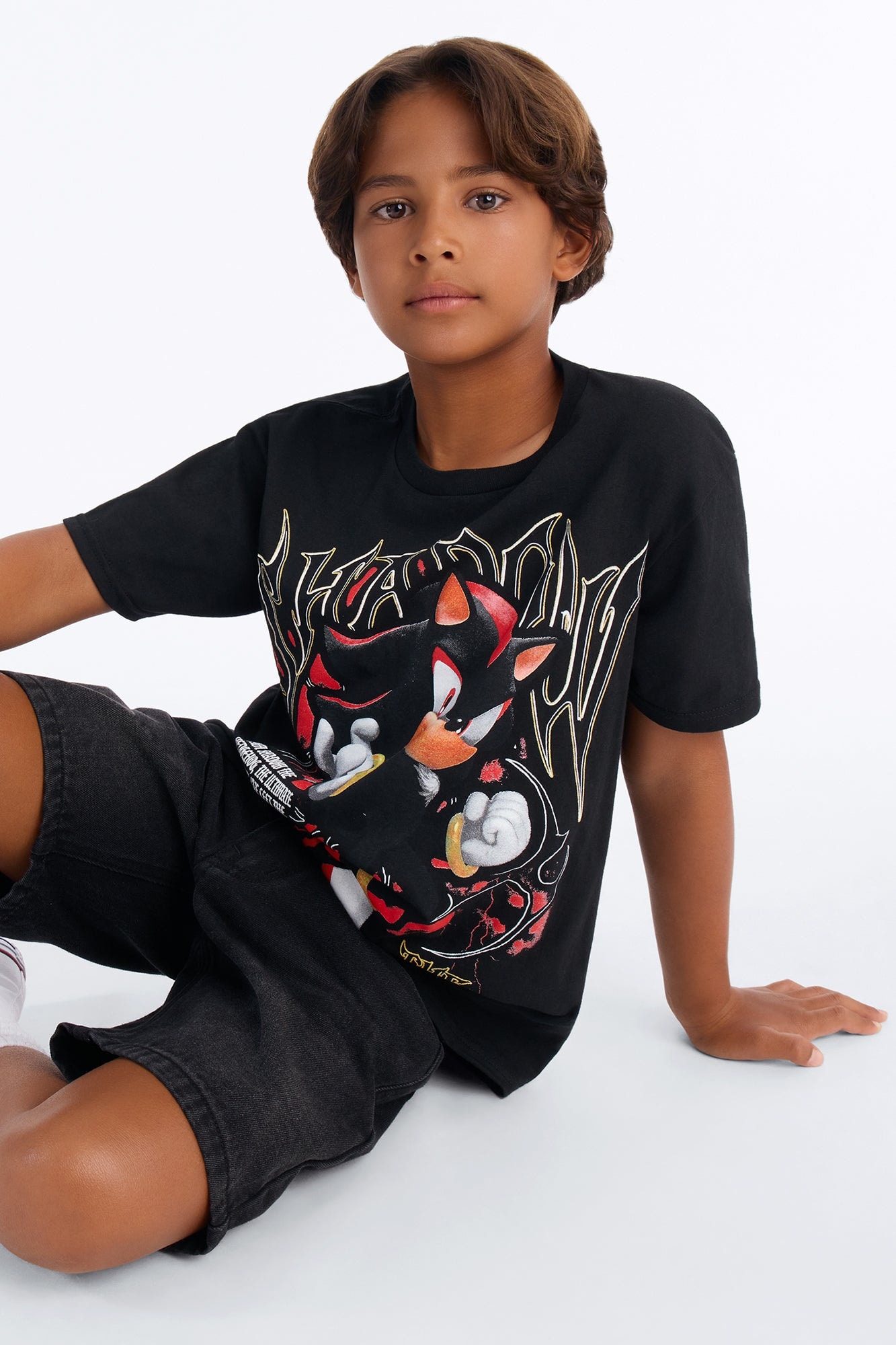 Mini Shadow The Hedgehog Short Sleeve Tee - Black image 1