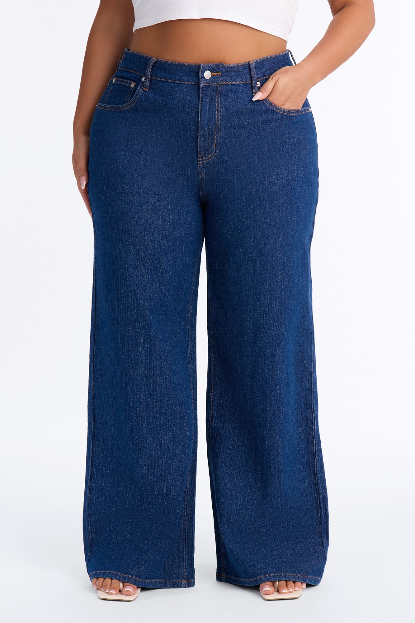 Next Chapter Baggy Wide Leg Jeans - Dark Denim image 1