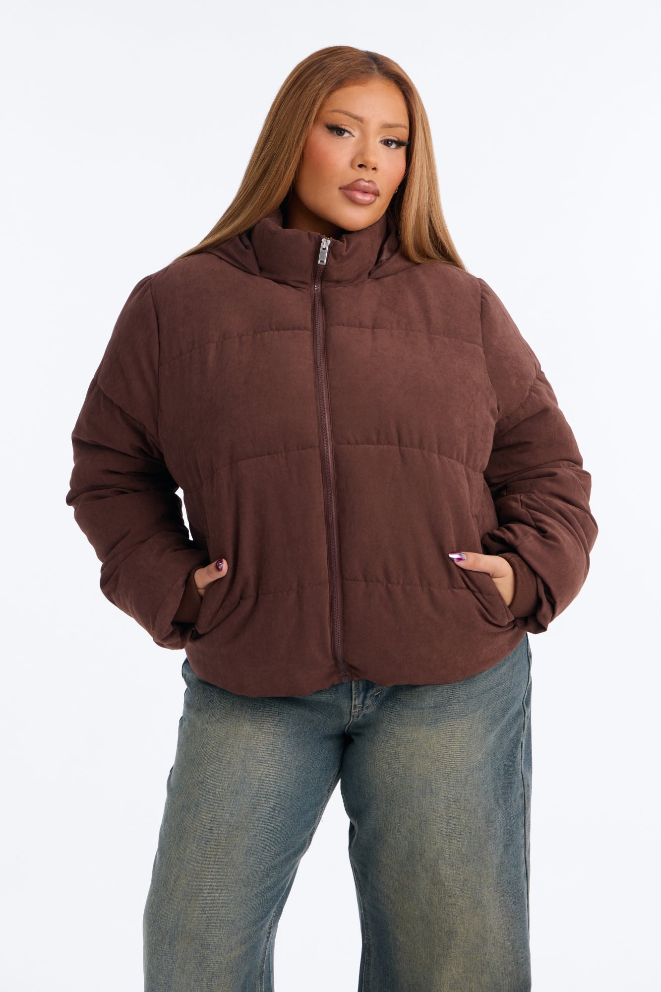 In The Middle Of The City Puffer Jacket - Chocolate image 1