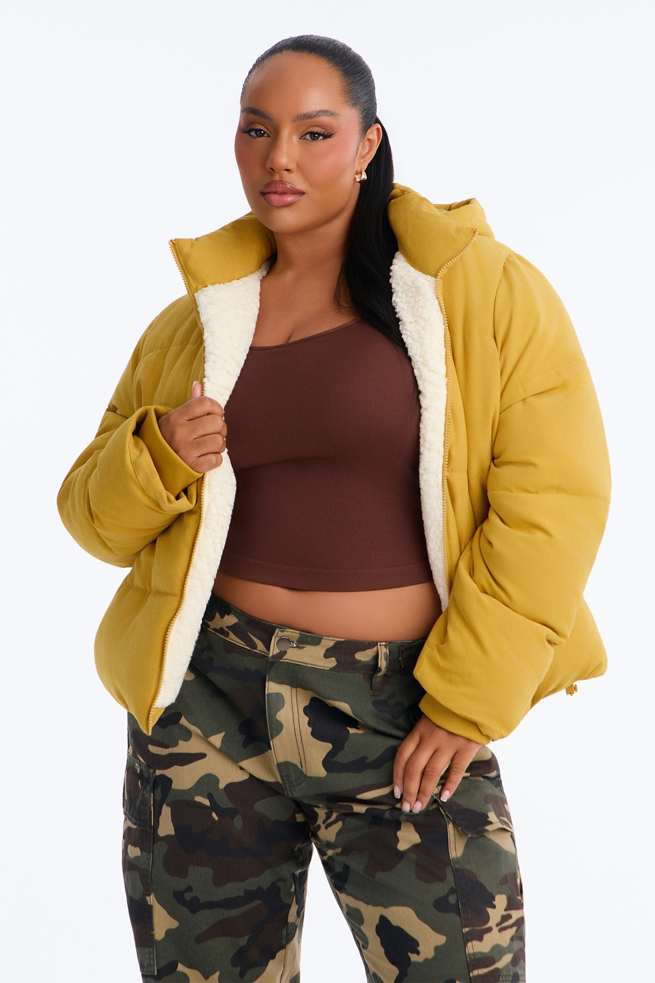 In The Middle Of The City Puffer Jacket - Mustard image 1