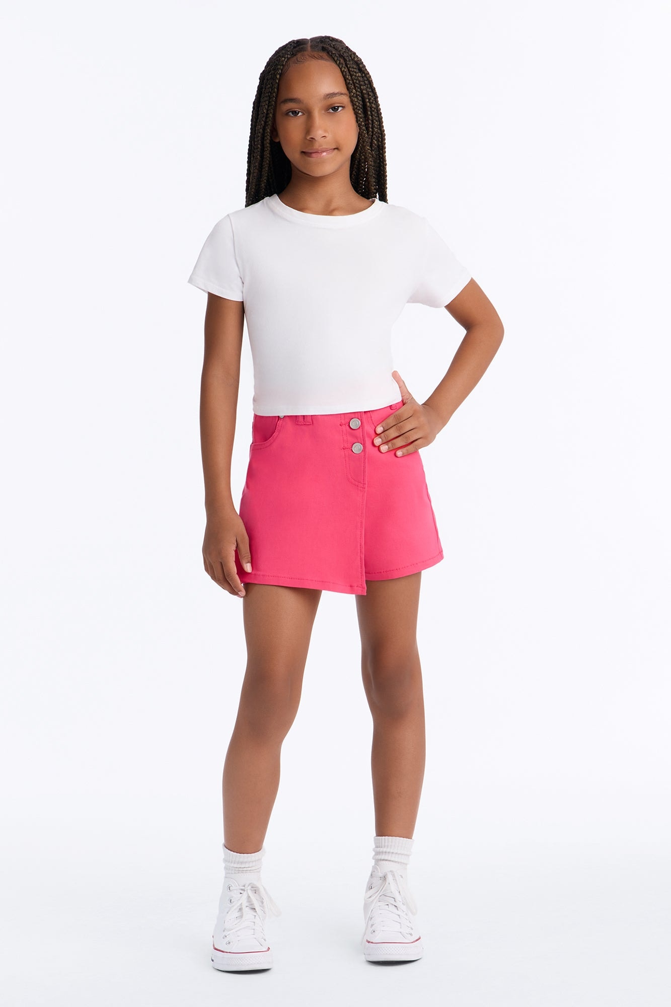 Mini Bestie For The Restie Denim Skort - Hot Pink image 1