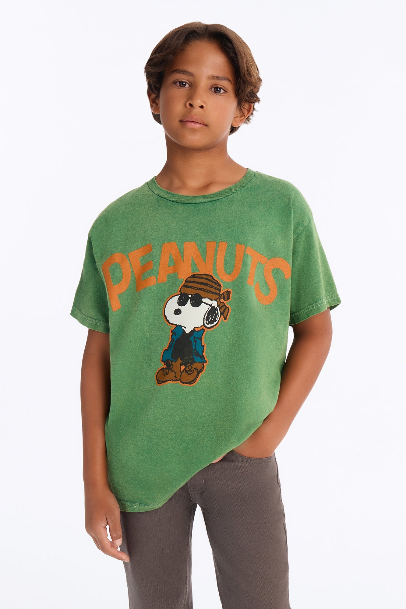 Mini Peanuts Cool Vibes Graphic Short Sleeve Tee - Hunter Green image 1