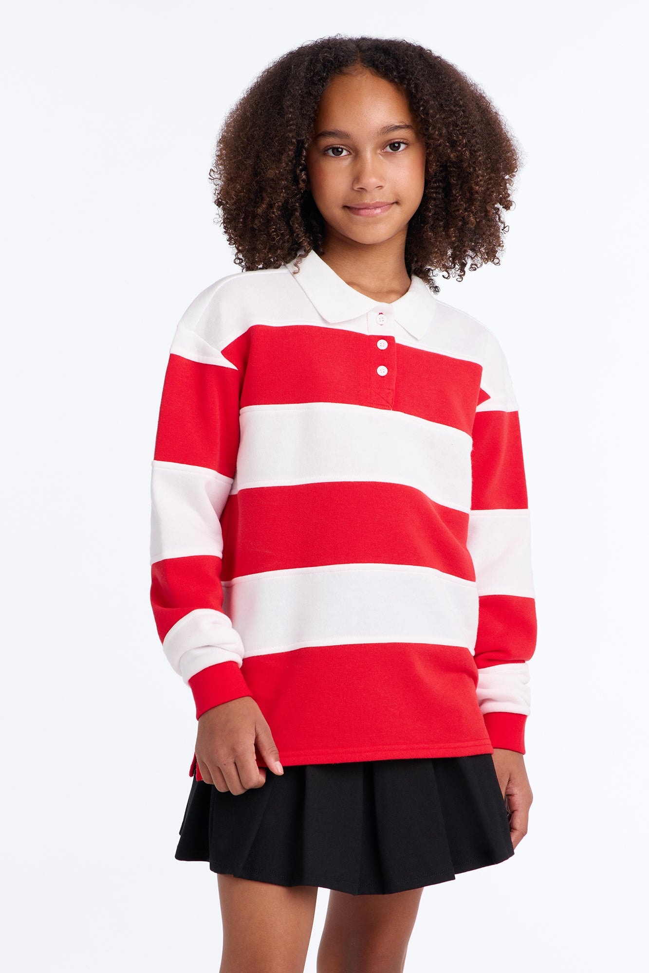 Mini Katie Rugby Striped Polo - Red/combo image 1
