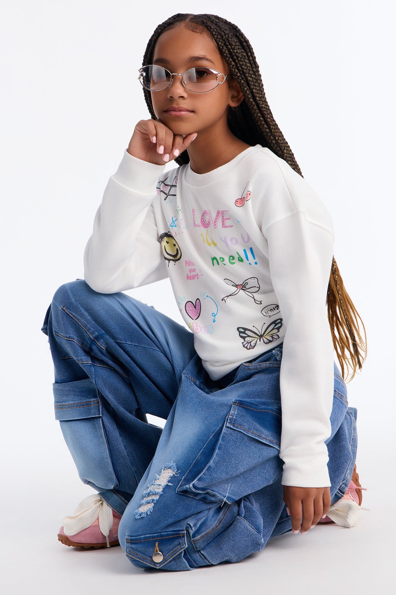 Mini Love Is All You Need Crew Neck Sweatshirt - Ivory image 1