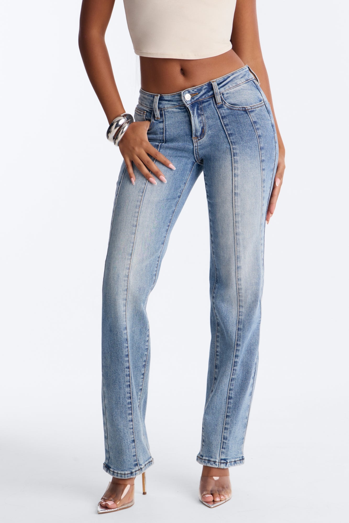 All Access Ultra Low Rise Straight Leg Jeans - Medium Wash image 1