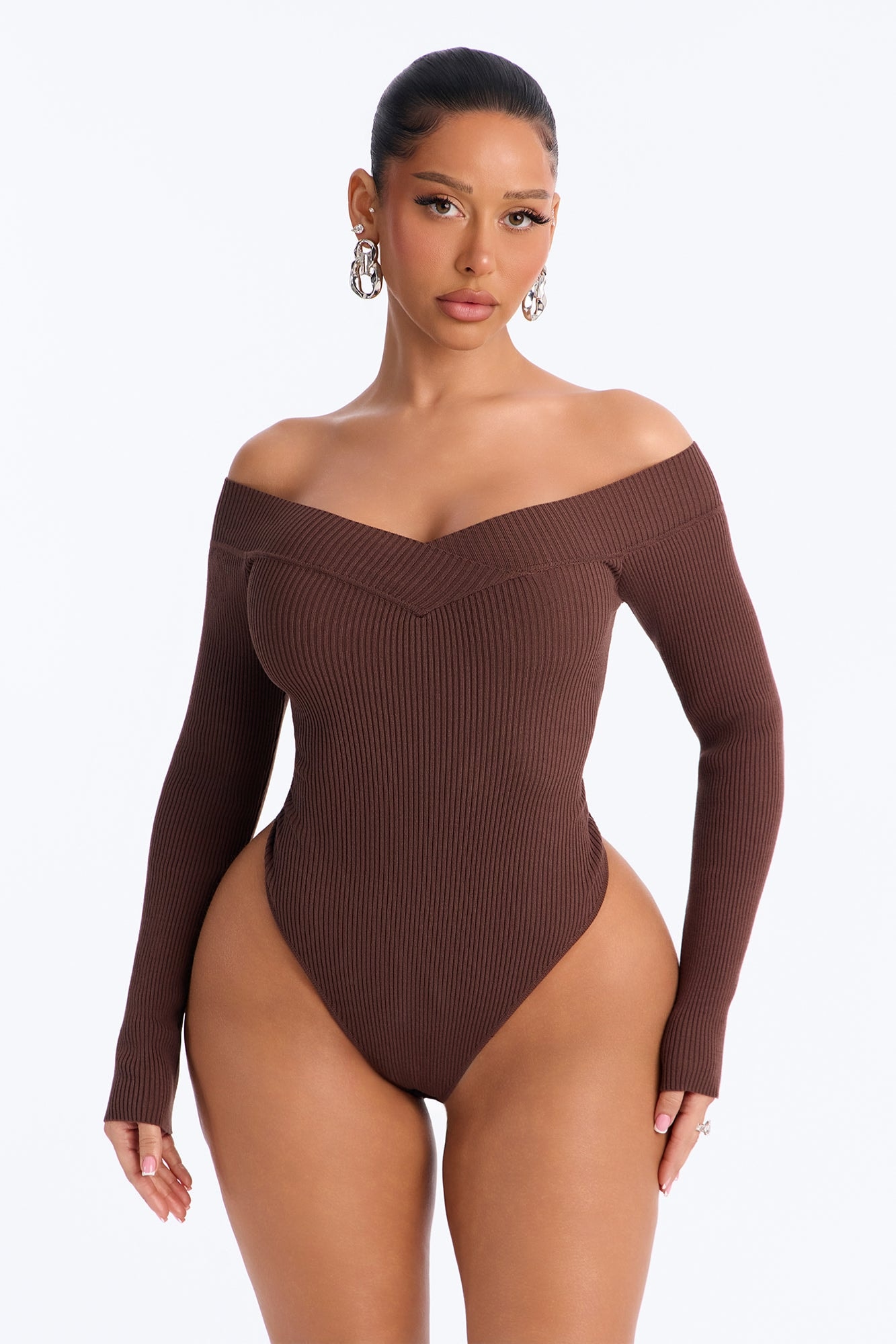 Sam Sweater Bodysuit - Chocolate image 1