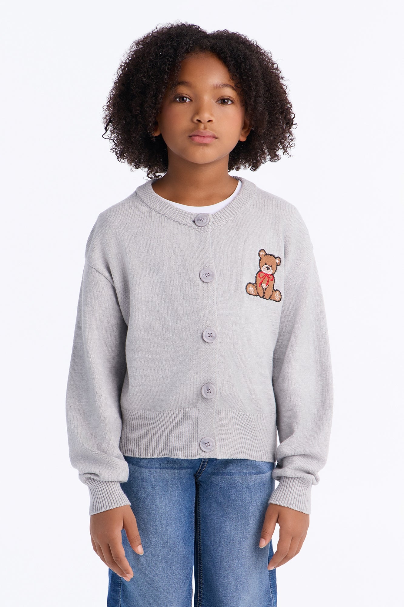 Mini Beary Nice To See You Cardigan - Heather Grey image 1