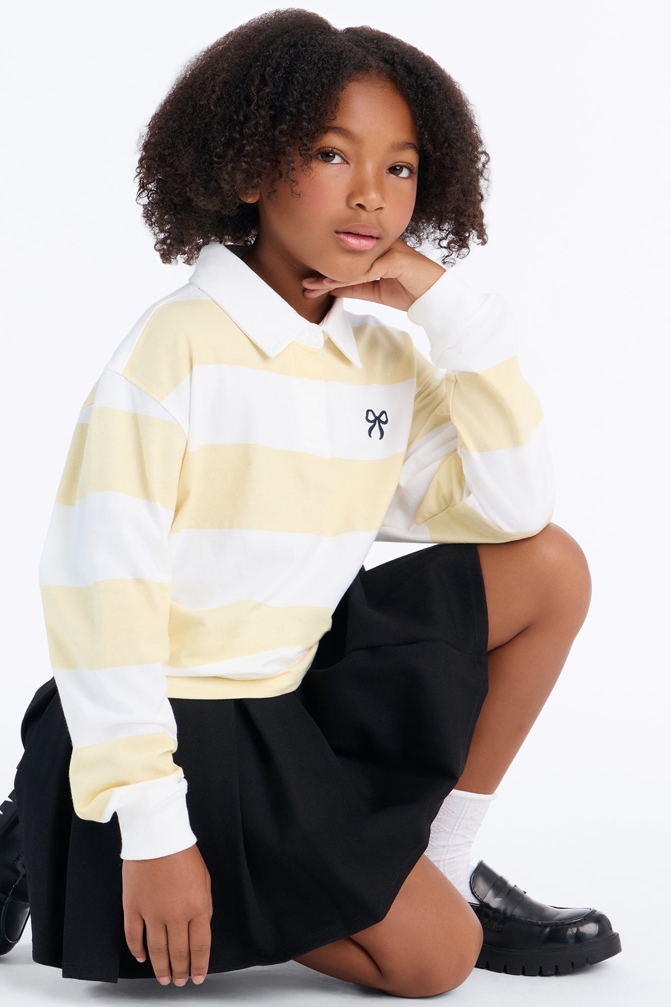 Mini Be Kind Long Sleeve Polo - Yellow/combo image 1