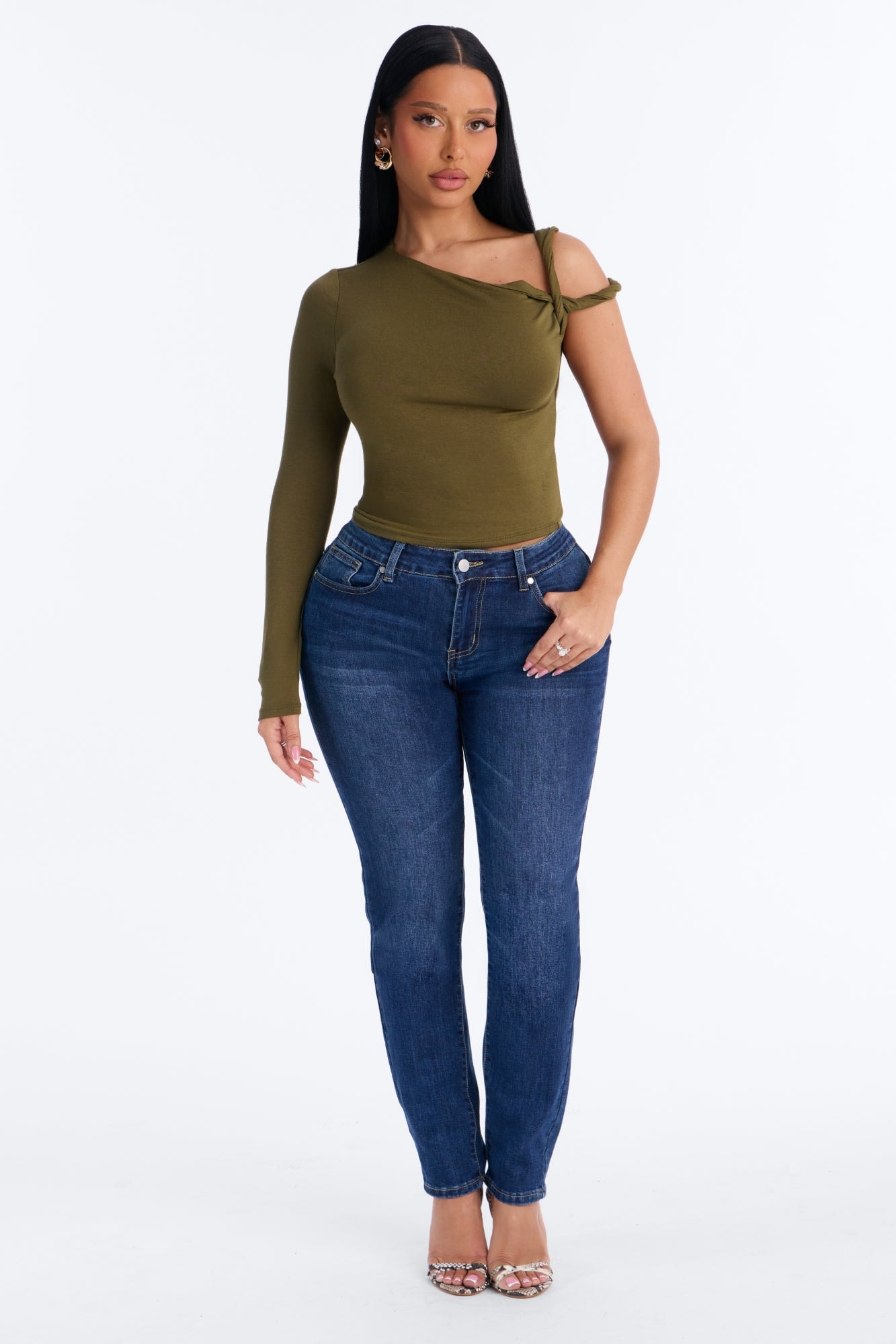 C'est La Vie Classic Stretch Skinny Jeans - Dark Wash image 1