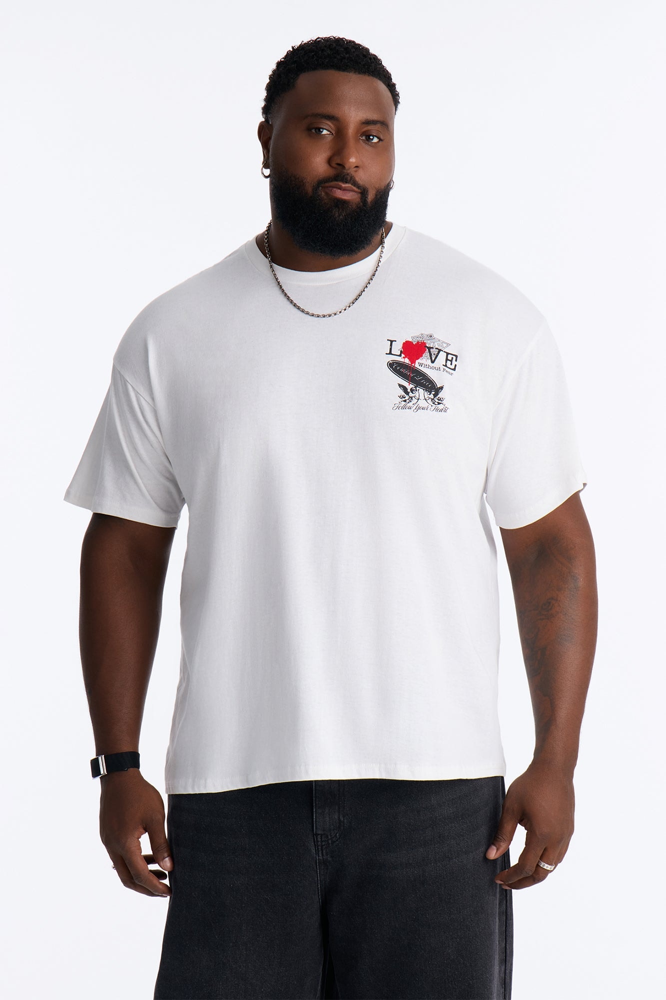 Love Without Fear Oversized Short Sleeve Tee - White image 1