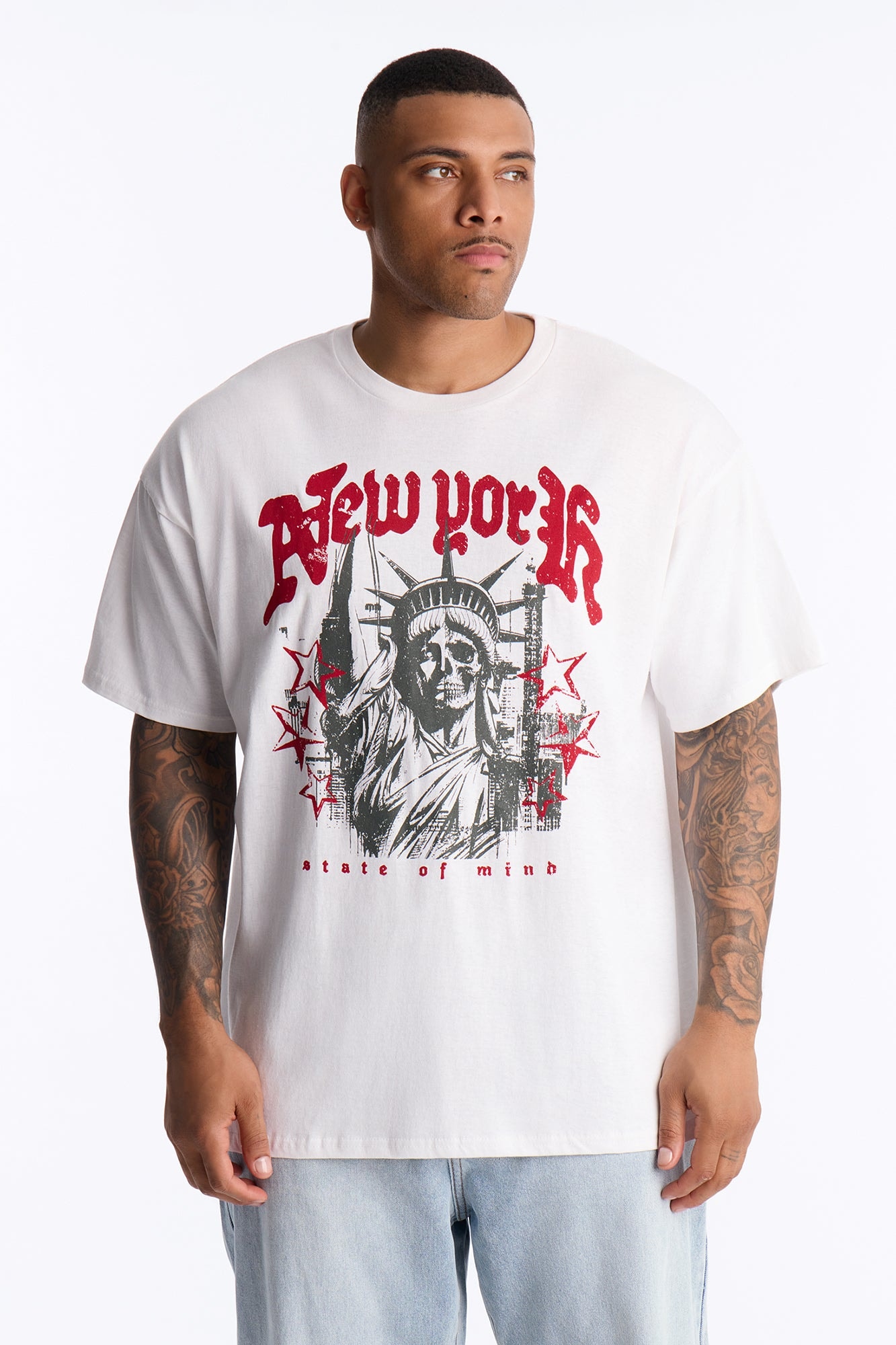 New York State Of Mind Oversized Short Sleeve Tee - White image 1