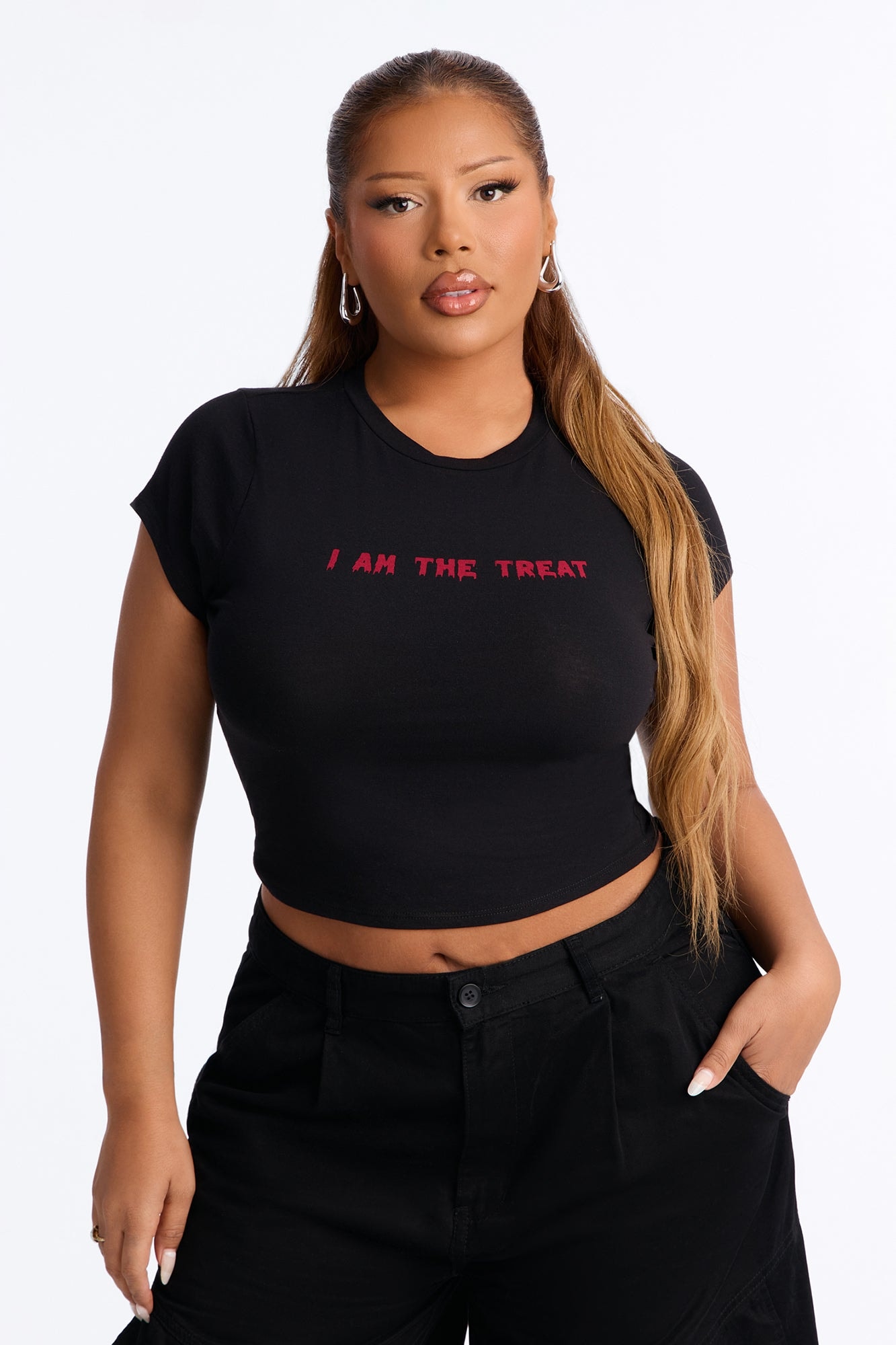 I Am The Treat Baby Tee - Black image 1