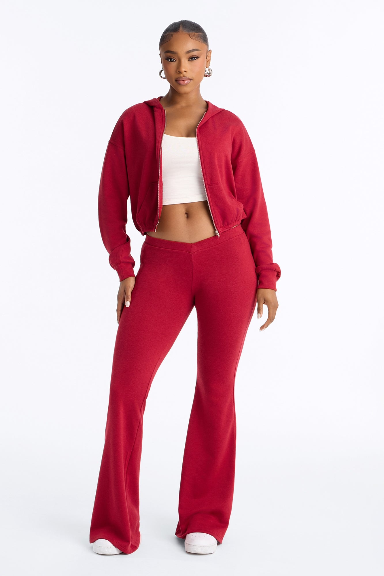 Blaire French Terry Low Rise Pant Set - Burgundy image 1