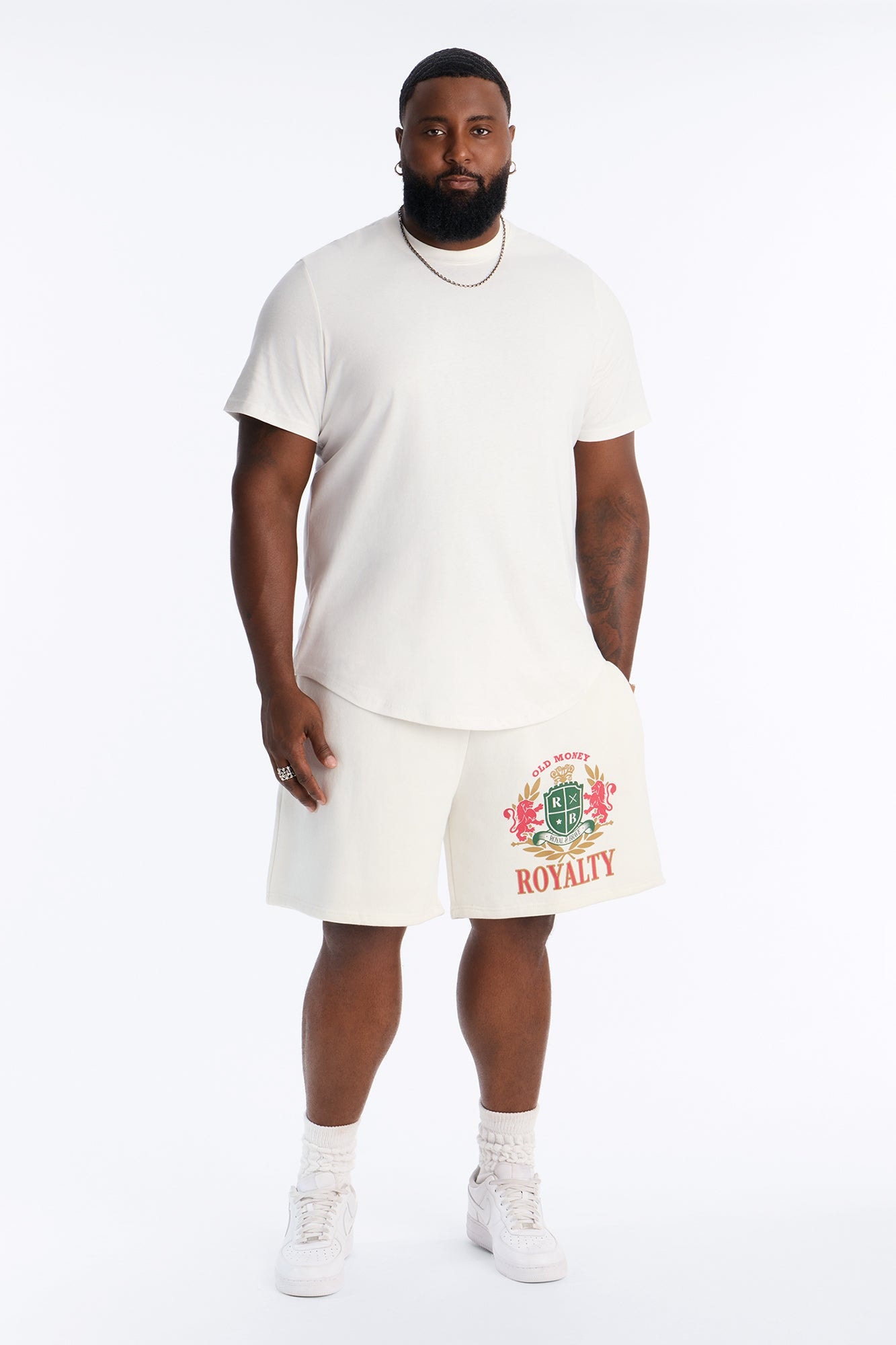 Old Money Royalty Relaxed Sweat Short - Cream/combo image 1