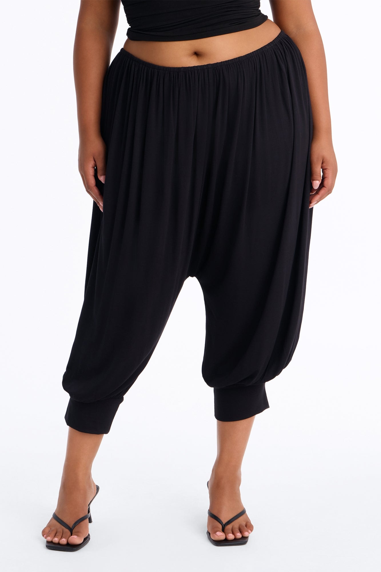 Luciana Low Rise Cuffed Harem Pant - Black image 1