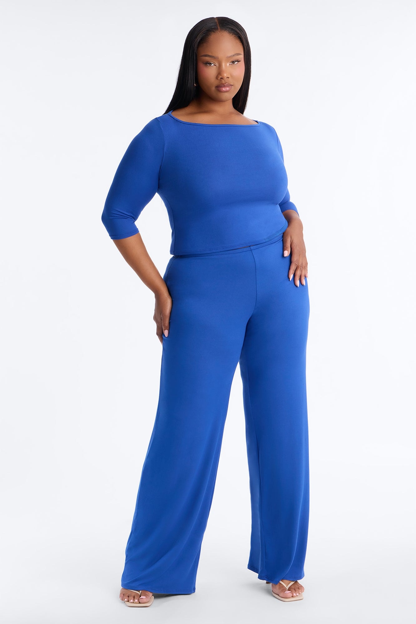 Leanne 3/4 Sleeve Pant Set - Royal image 1