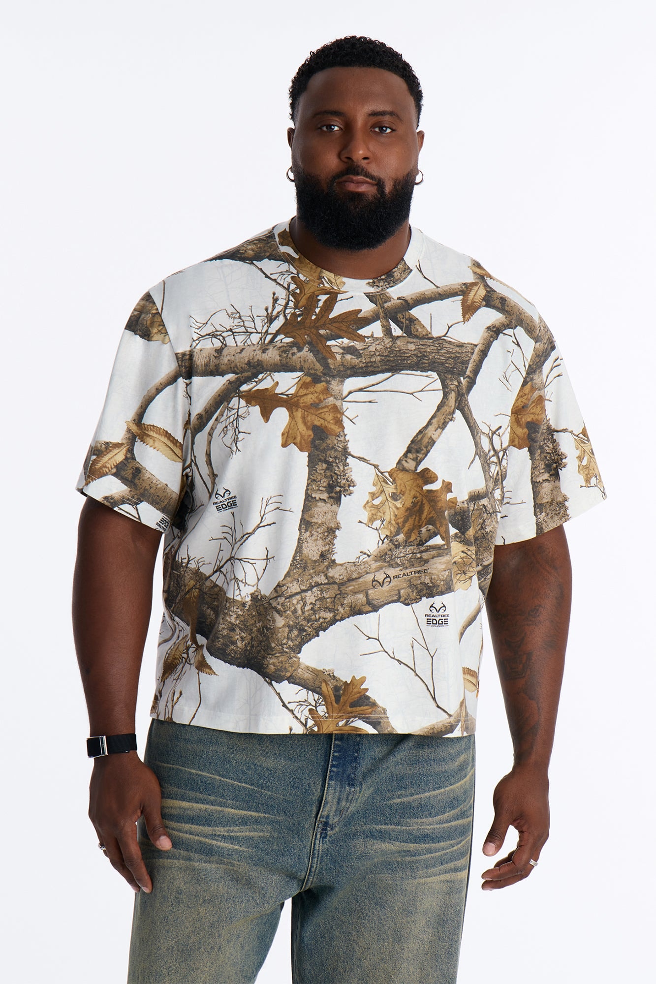 Real Tree Snow Woven Patch Boxy Short Sleeve Tee - Camouflage image 1
