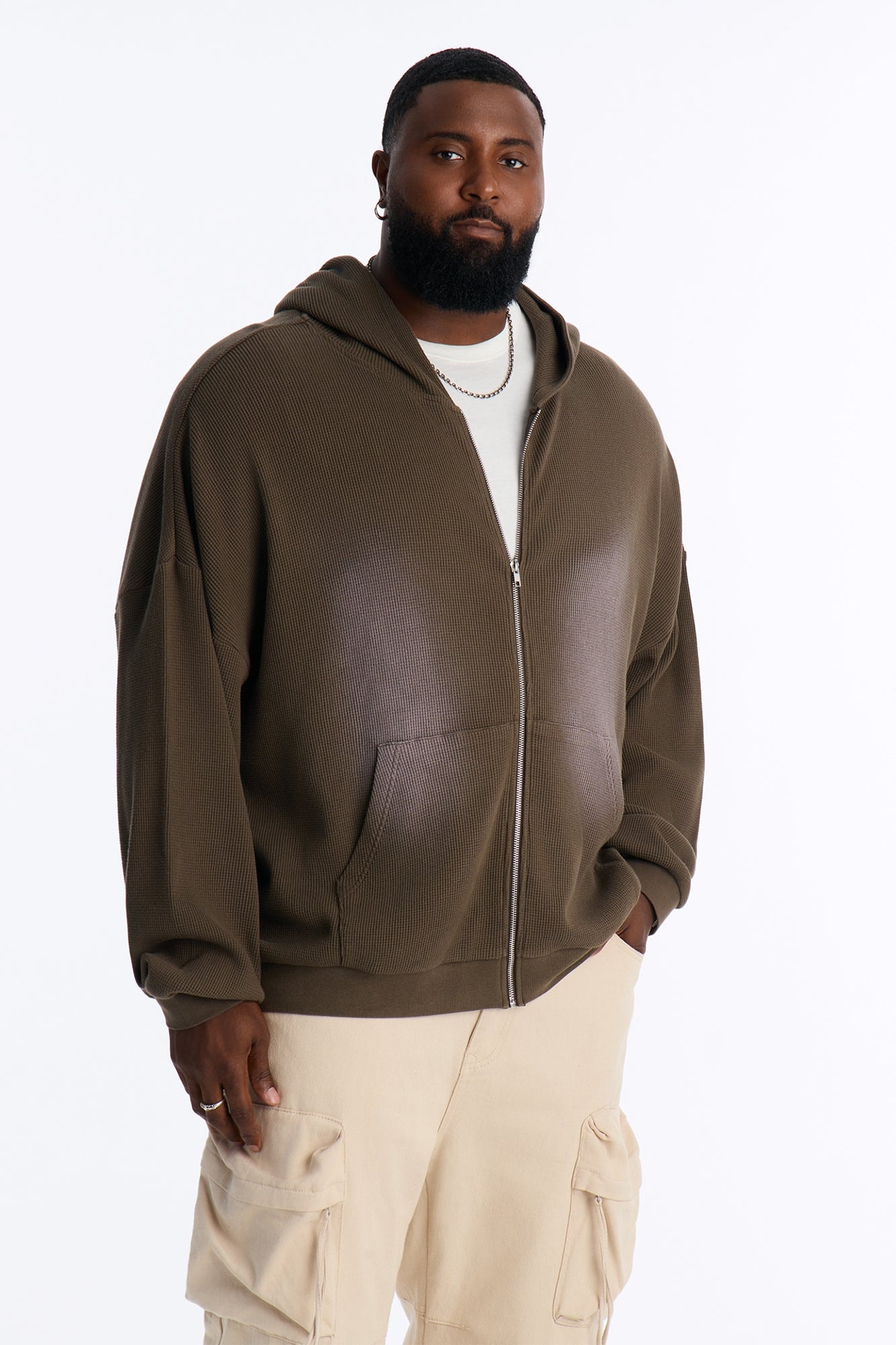 Modern Wash Zip Up Hoodie - Olive image 1