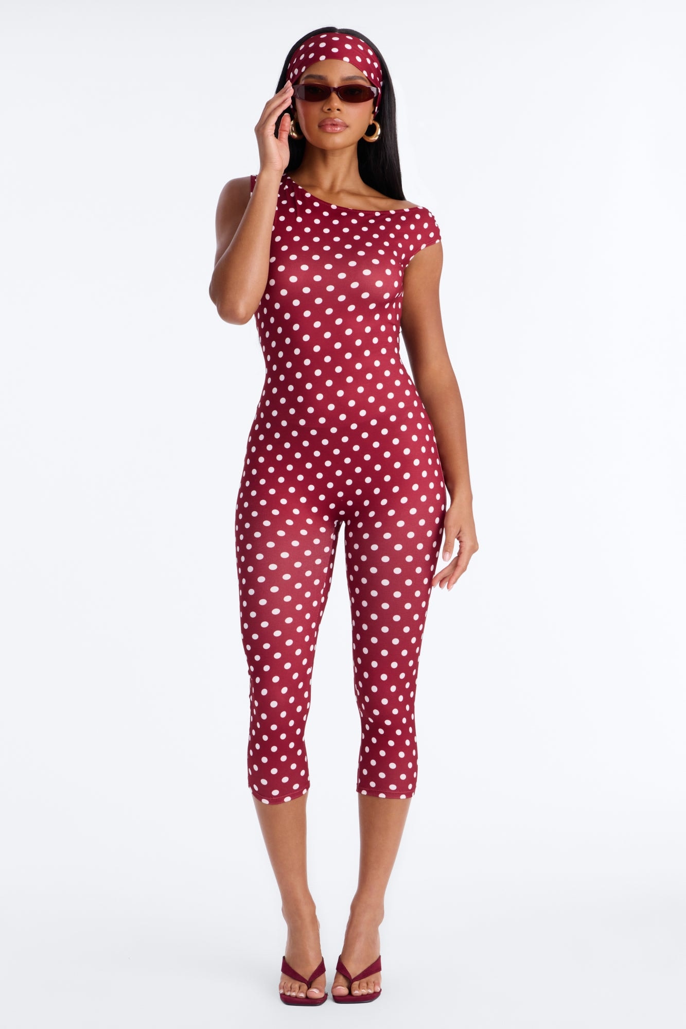 Parisian Heartbreaker Capri Jumpsuit - Burgundy image 1