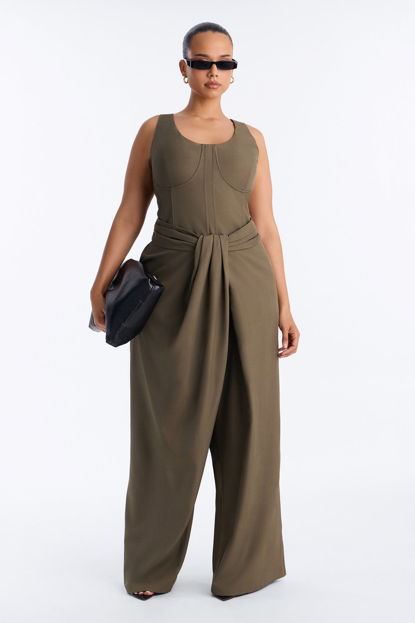 Jessa Twist Front Wide Leg Jumpsuit - Olive image 1