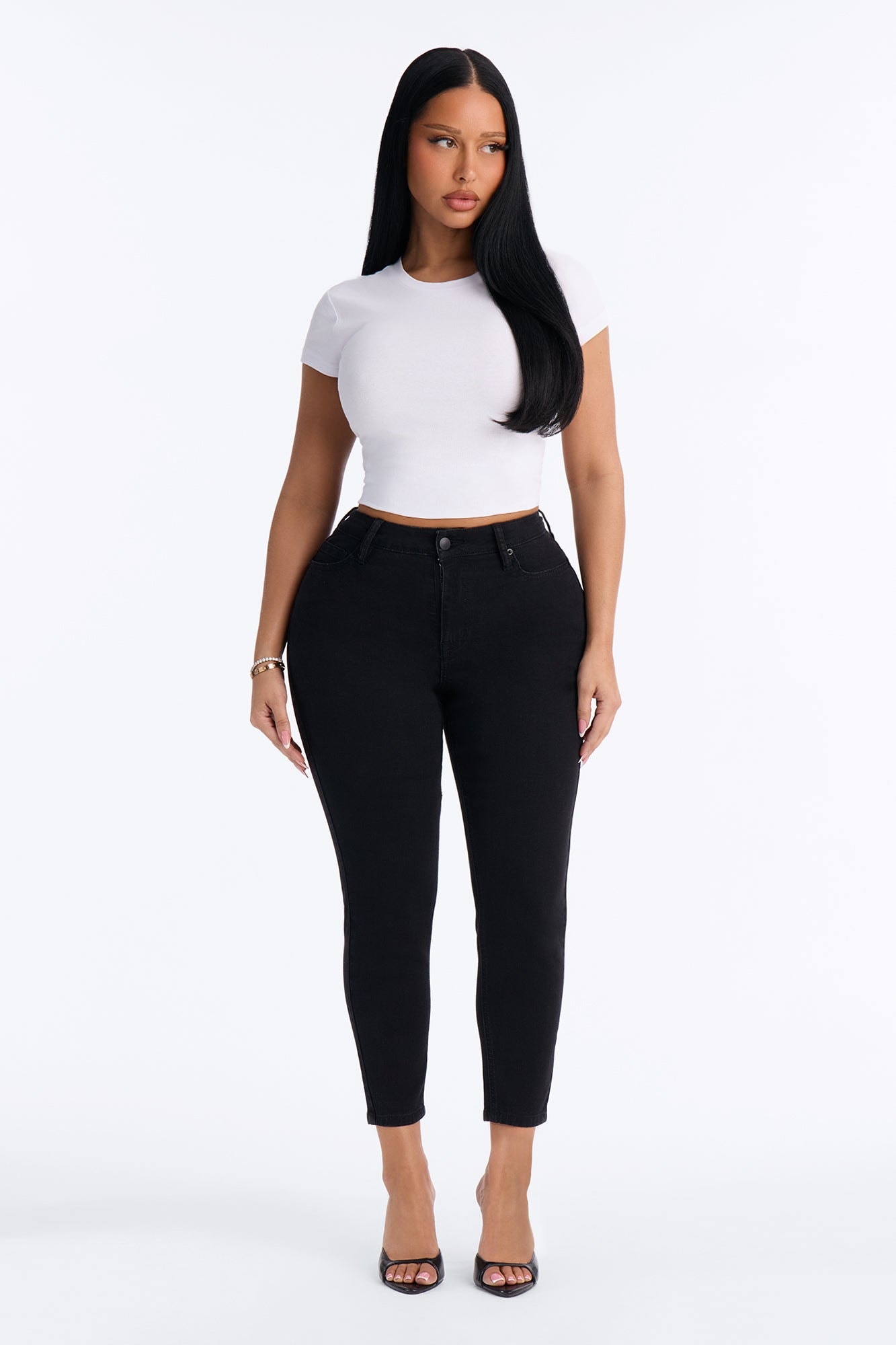 Petite Vibe Check Curvy Stretch Skinny Jeans - Black image 1