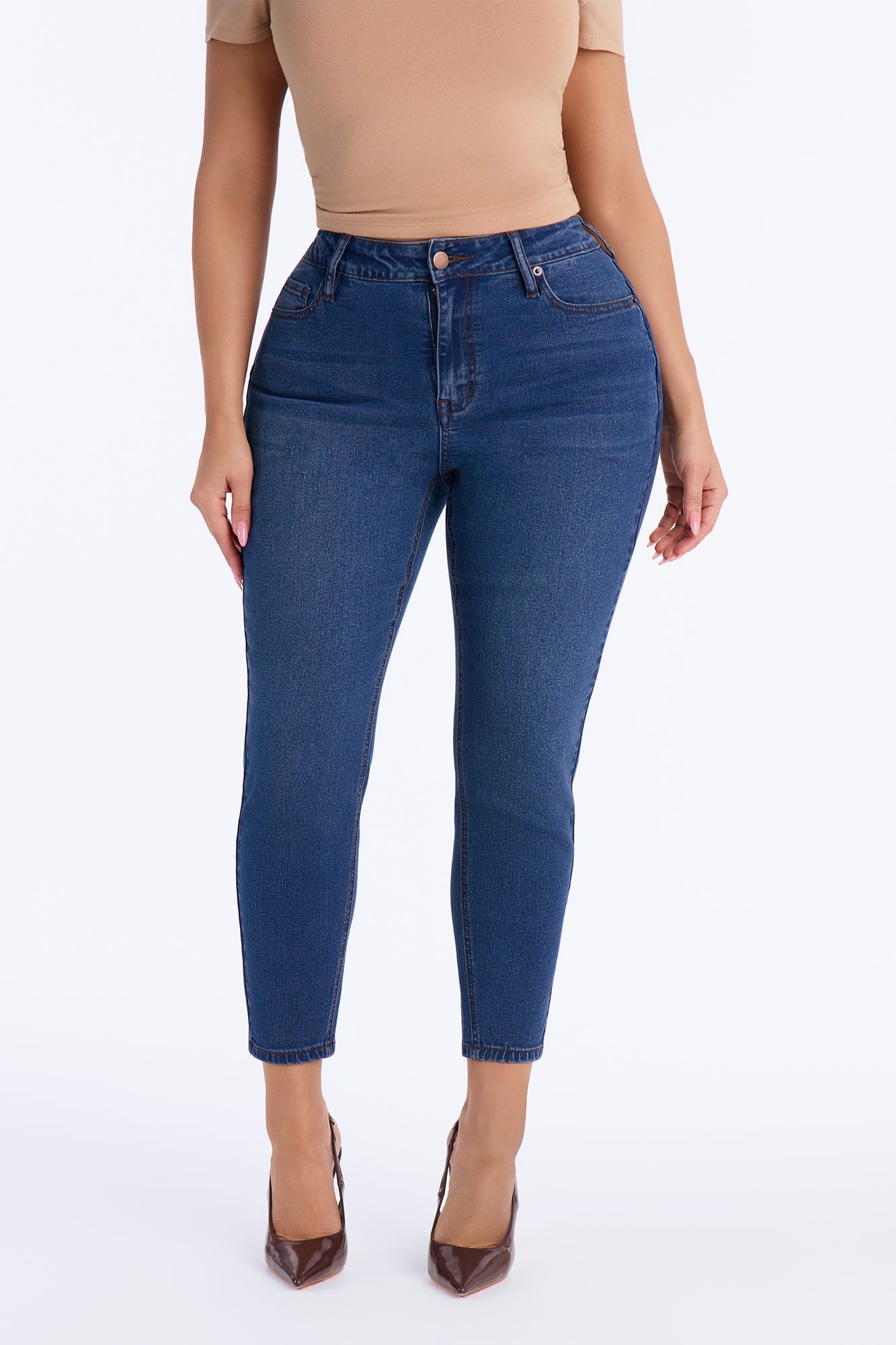 Petite Vibe Check Curvy Stretch Skinny Jeans - Dark Wash image 1