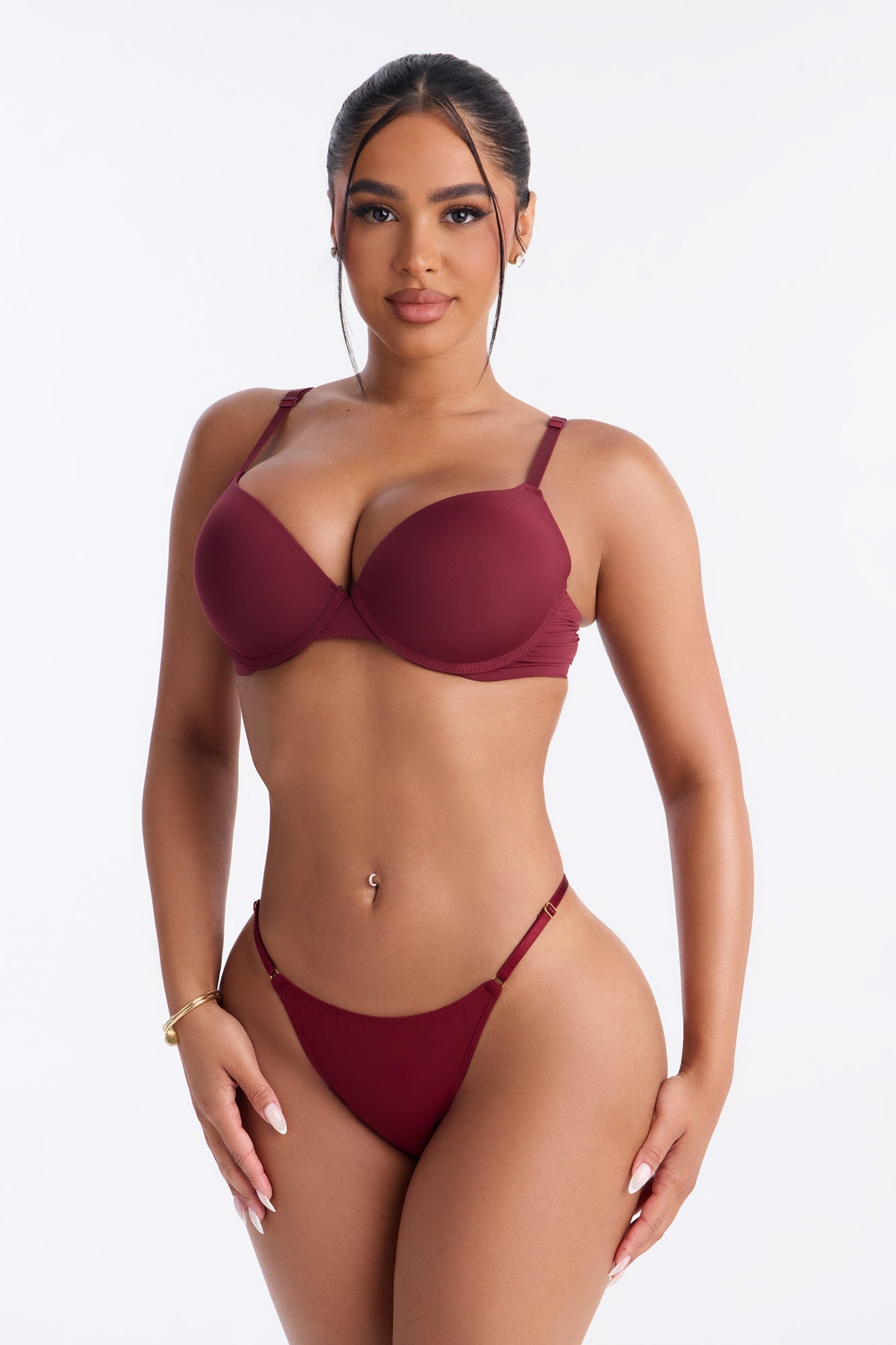 Dress Microfiber String Thong Panty - DarkRed image 1