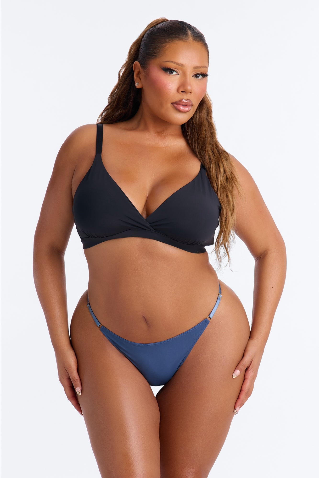 Dress Microfiber String Thong Panty - Slate Blue image 1