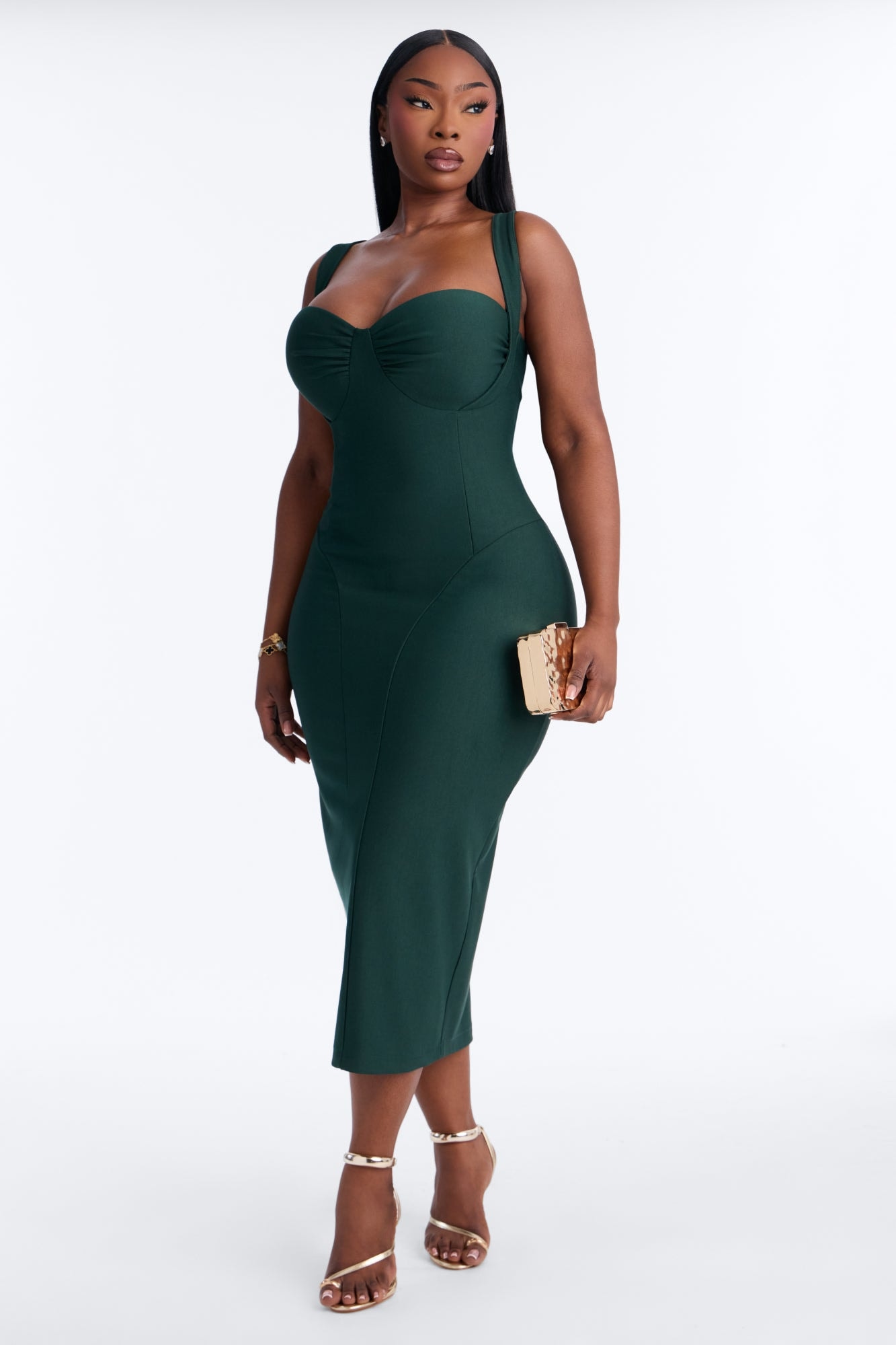 Lily Rosaline Midi Dress - Hunter Green image 1