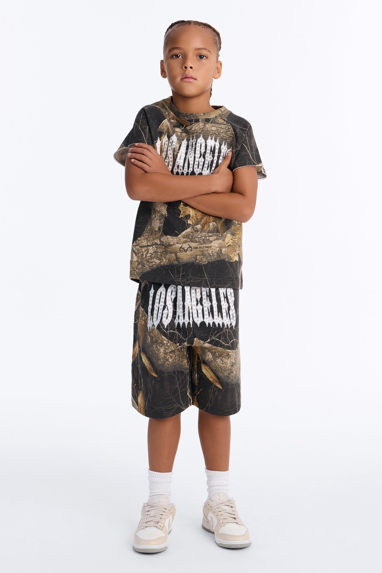 Mini Real Tree Shadow Los Angeles Rhinestone Sweatshort - Camouflage image 1